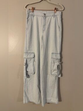 Pull&Bear Light Blue Wide Leg Cargo Jeans